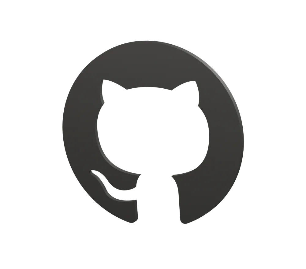 A thin, matte charcoal GitHub mark standing on an ivory surface.